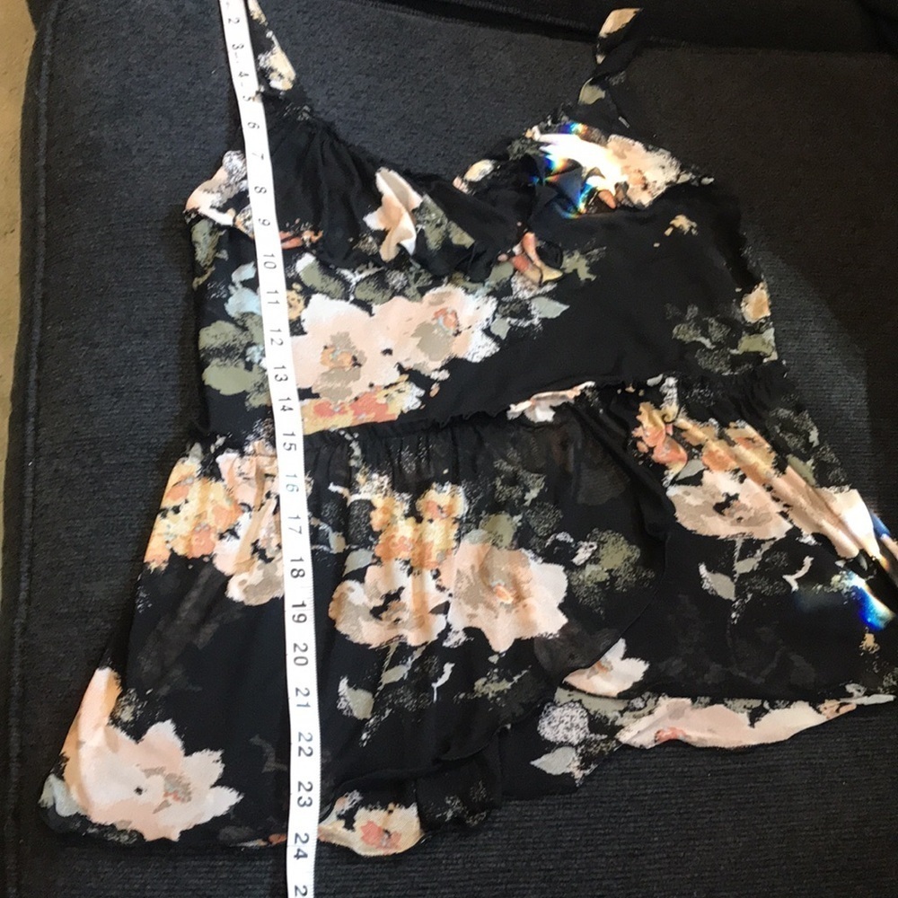 American Rag Floral Ruffled Adjustable Strap Layered Wrap Hem Camisole Top-L - Picture 13 of 13